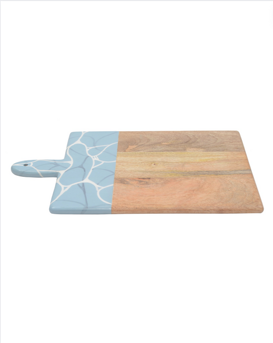 Wooden Aqua Blue Large Chopping Board with Enamel