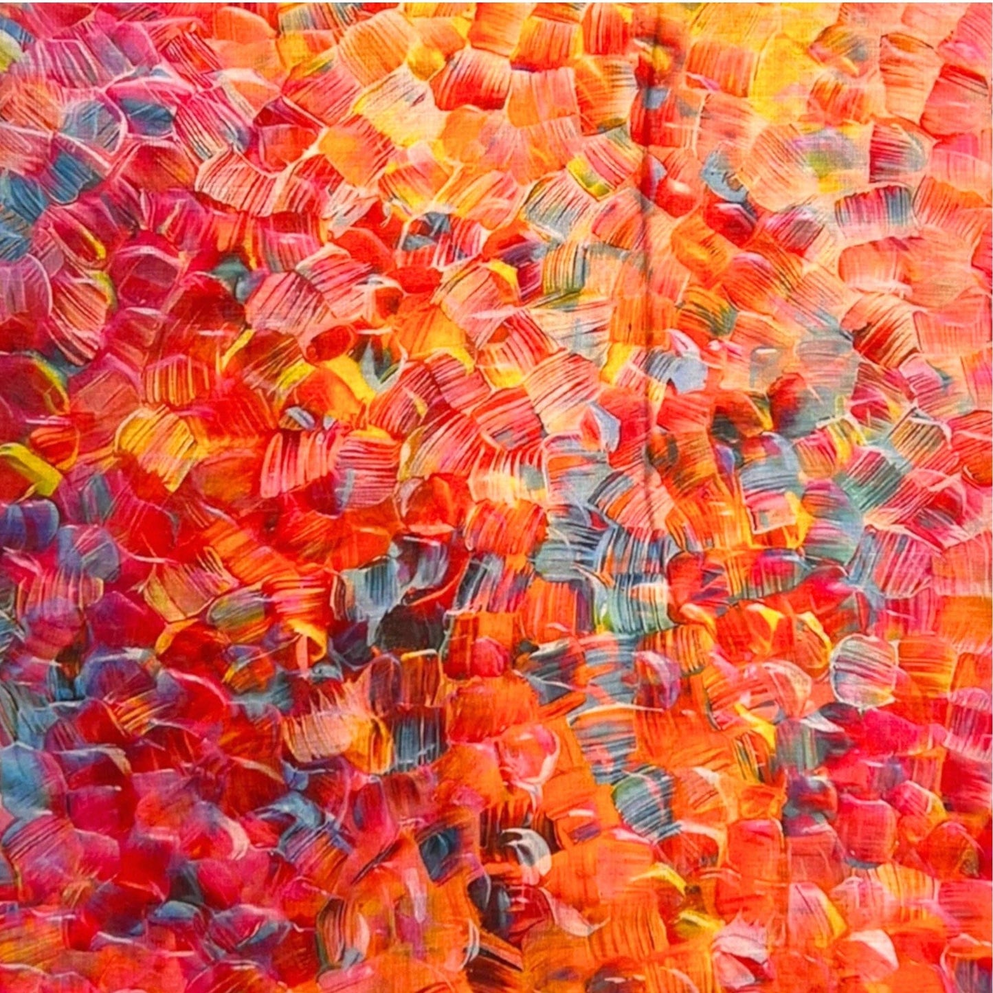 Vibrant Mosaic Print Scarf: Orange