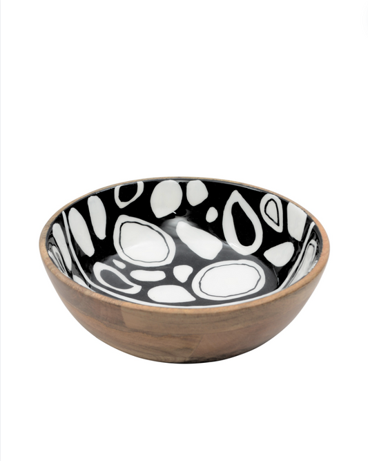 Handcrafted Large Monochrome Salad Bowl With Enamel