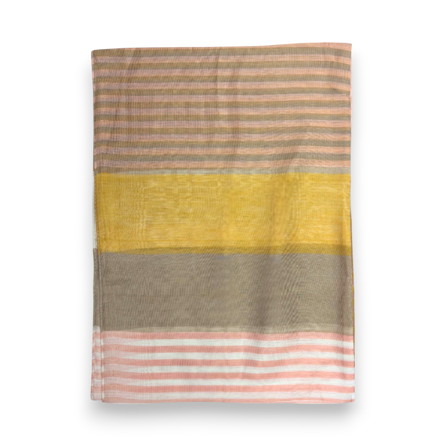 Silky Stripe Colorblock Scarf: Mocca & Mustard