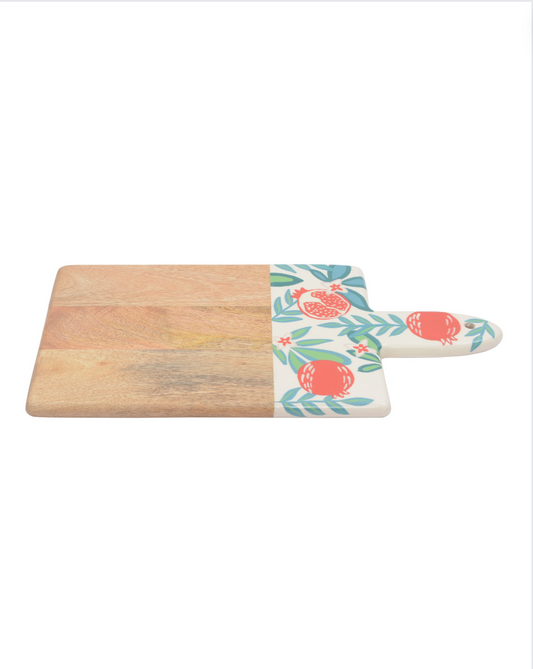 Hand Painted Fruit Small Wooden Enamel Chopping Board with Handle