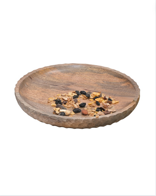 Handcrafted Edge Carved Wooden Serving Plate