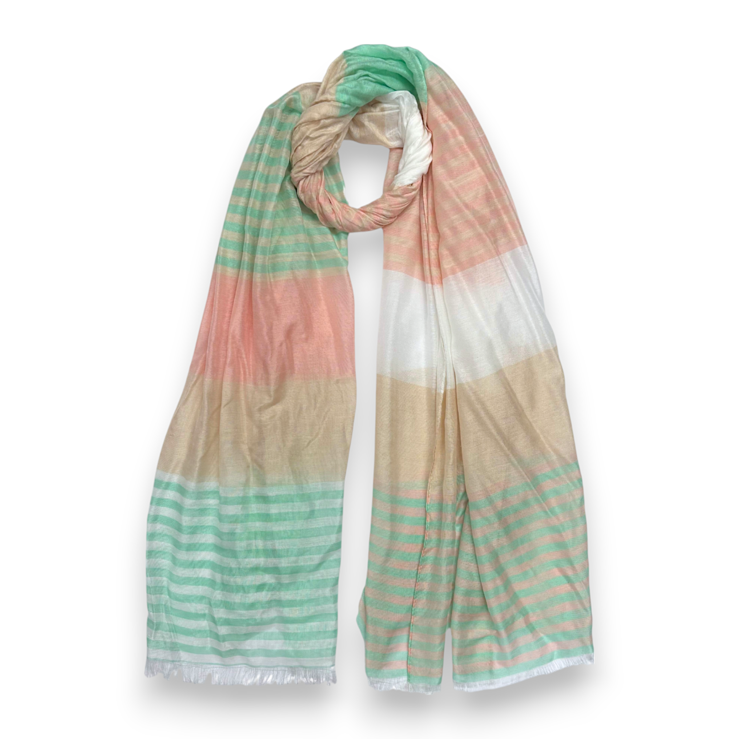 Silky Stripe Colorblock Scarf: Mocca & Mustard