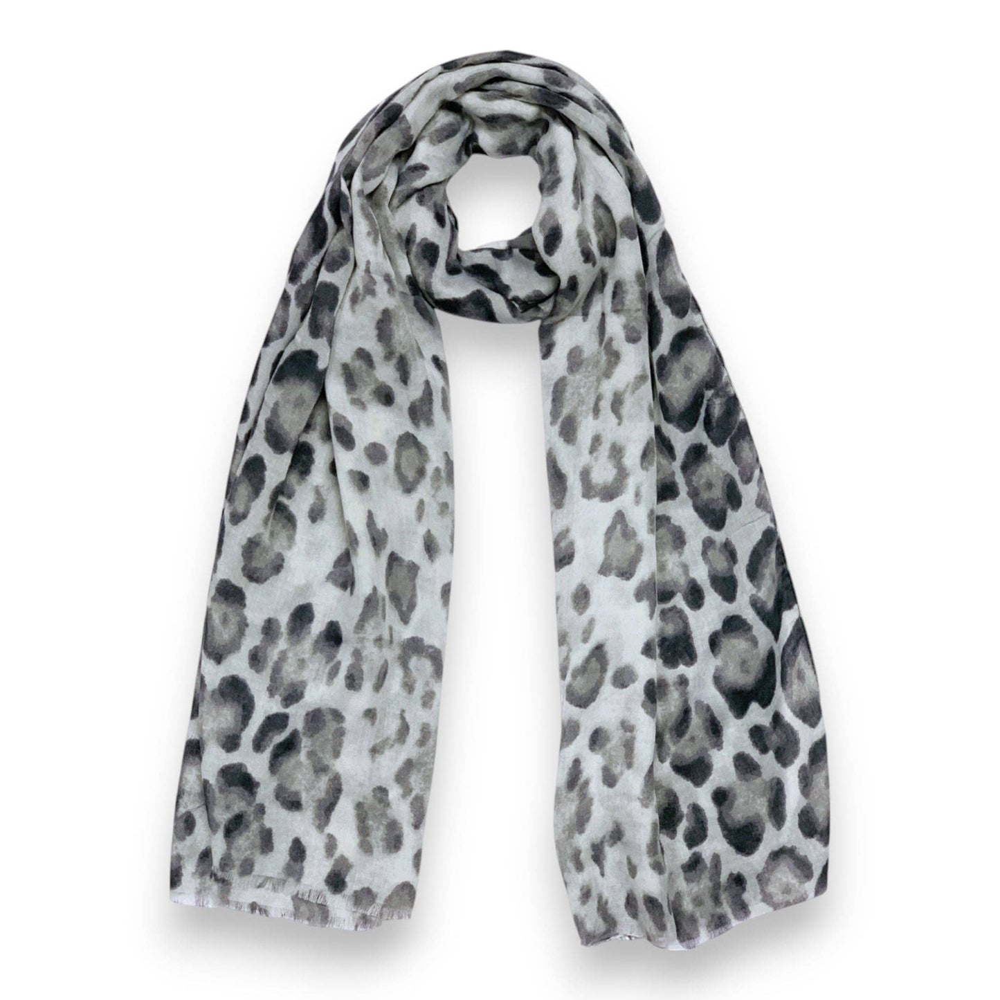 Leopard Print Ombre Scarf: Beige