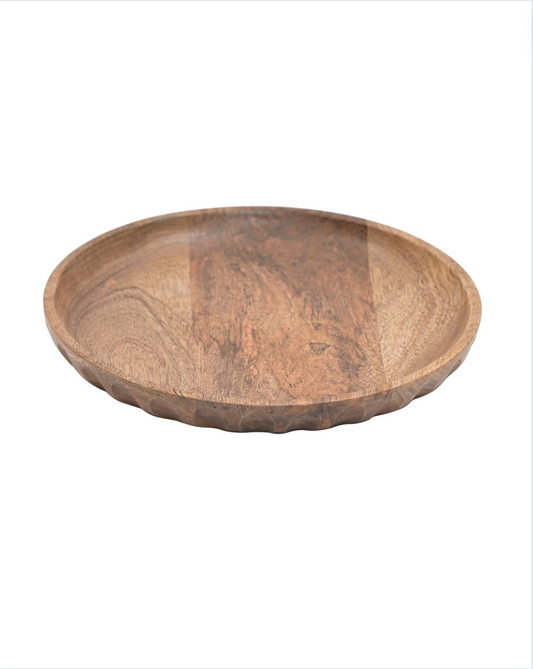 Handcrafted Wooden Serving Plate, Natural Wood
