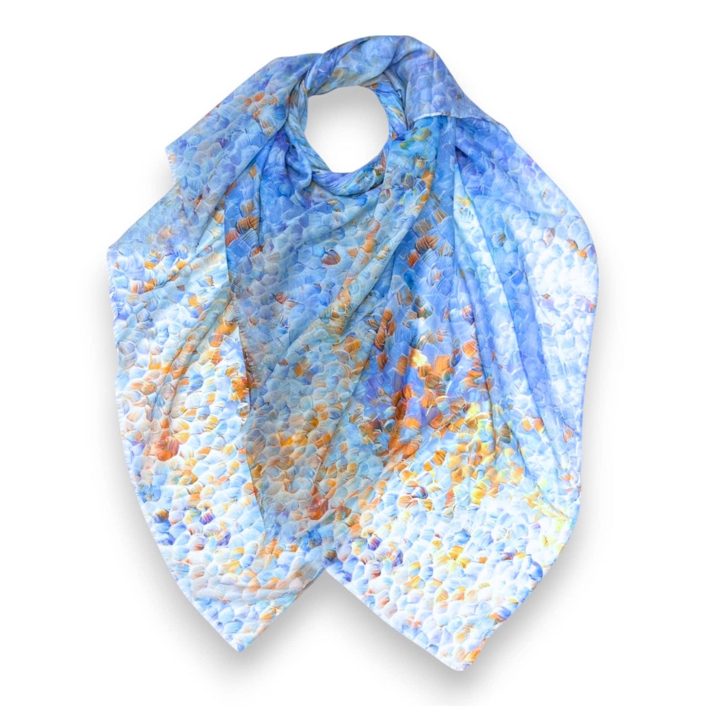 Vibrant Mosaic Print Scarf: Orange