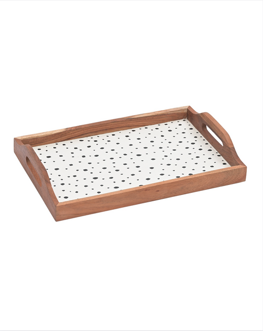 Wooden Rectangular Matte Finish Serving Tray with Handles