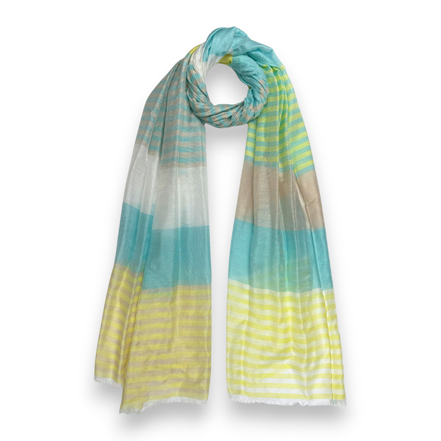 Silky Stripe Colorblock Scarf: Mocca & Mustard