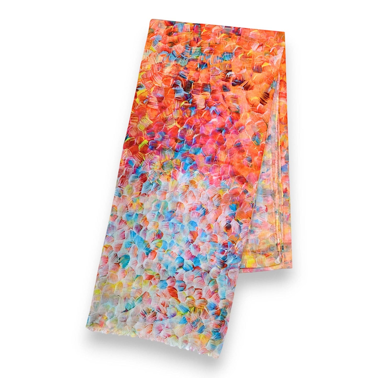 Vibrant Mosaic Print Scarf: Orange