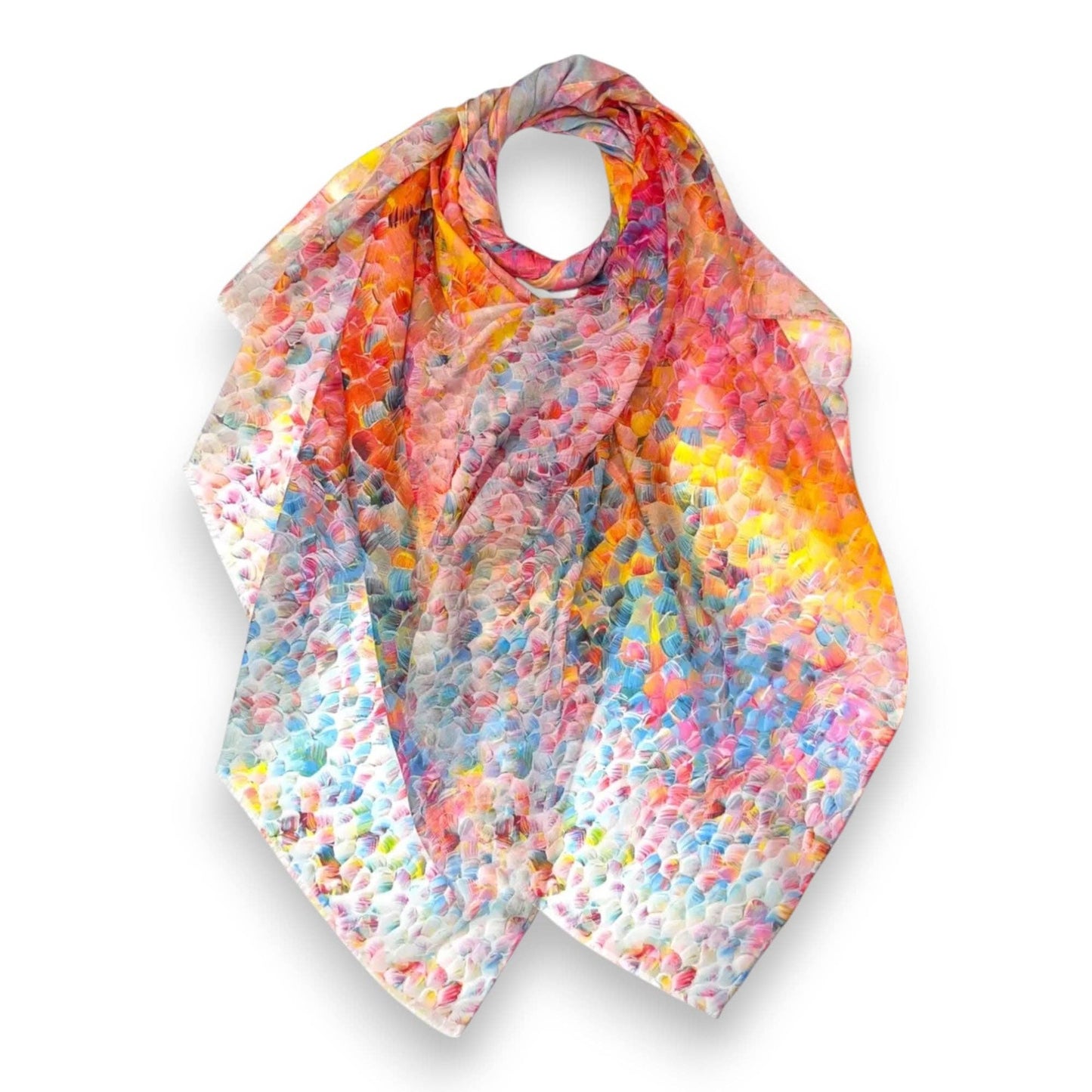 Vibrant Mosaic Print Scarf: Orange
