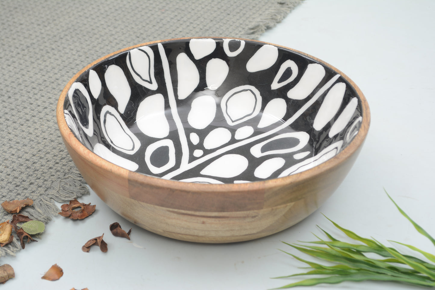 Foresthaven Hand Painted Large Serving Bowl for Fruits and Salads- (Multicolor, 30x30x10 cm)