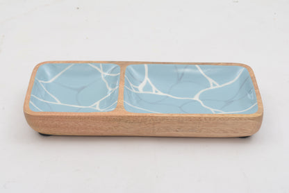 Handmade Aqua Blue Wooden Duo Platter
