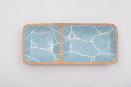 Handmade Aqua Blue Wooden Duo Platter