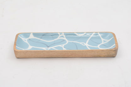 Handmade Aqua Blue Wooden Platter