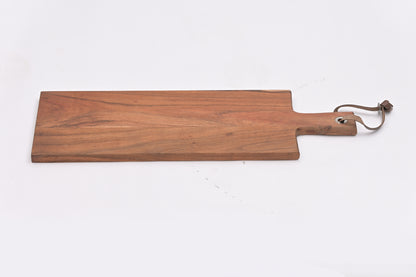 Natural Wood Chopping Board with Handle & Holder