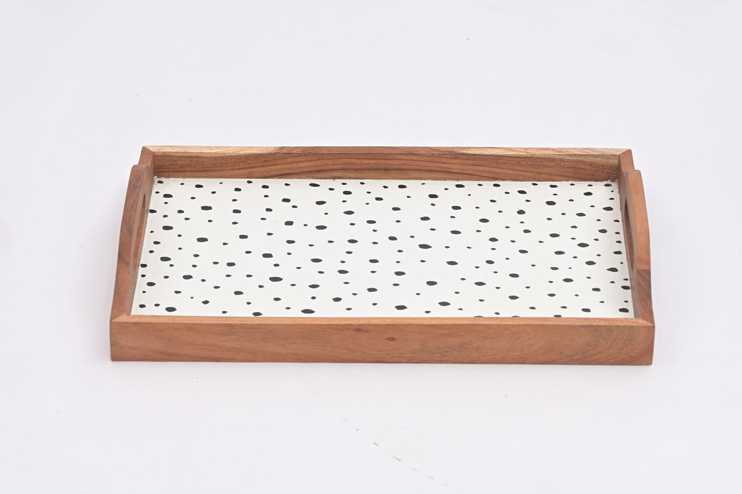 Wooden Rectangular Matte Finish Serving Tray with Handles