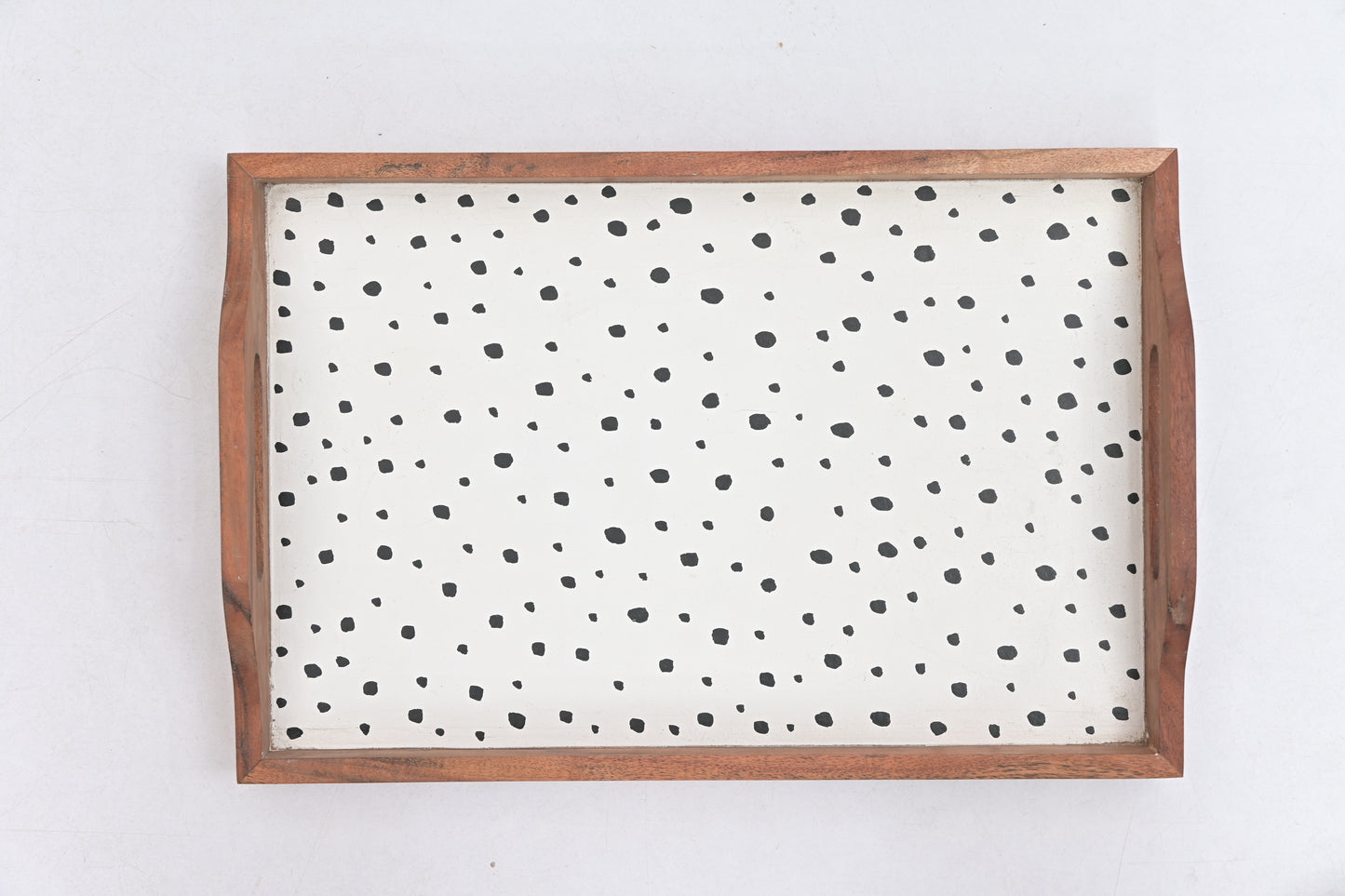 Wooden Rectangular Matte Finish Serving Tray with Handles