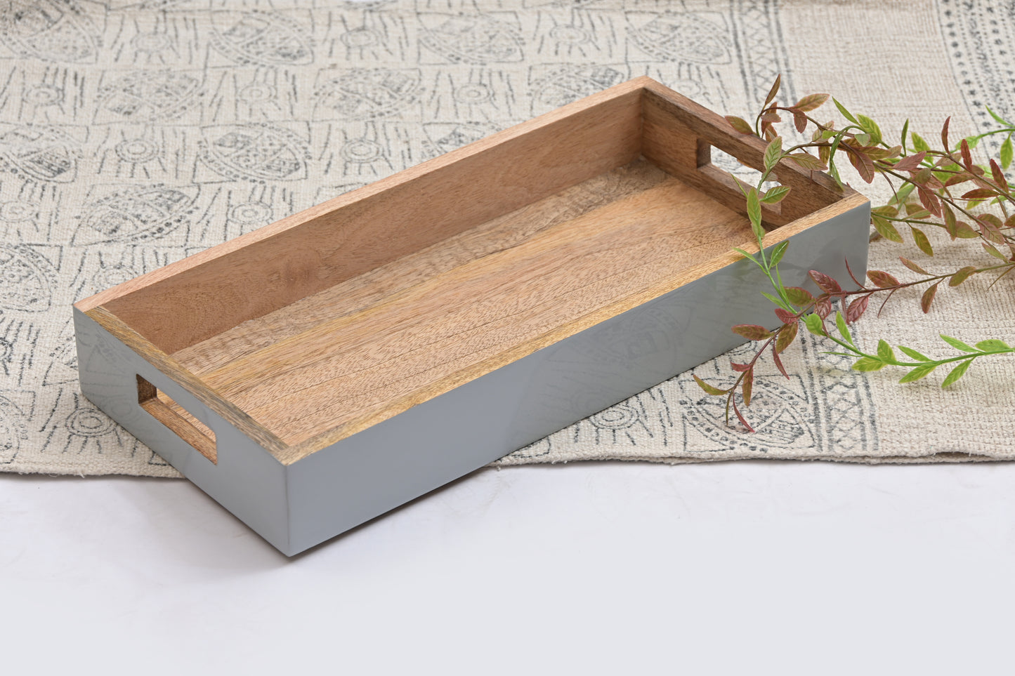 Natural Wood Serving Tray with Handles