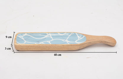 Mango Wood Aqua Blue Platter With Handle