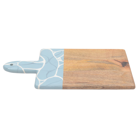 Wooden Aqua Blue Small Chopping Board with Enamel
