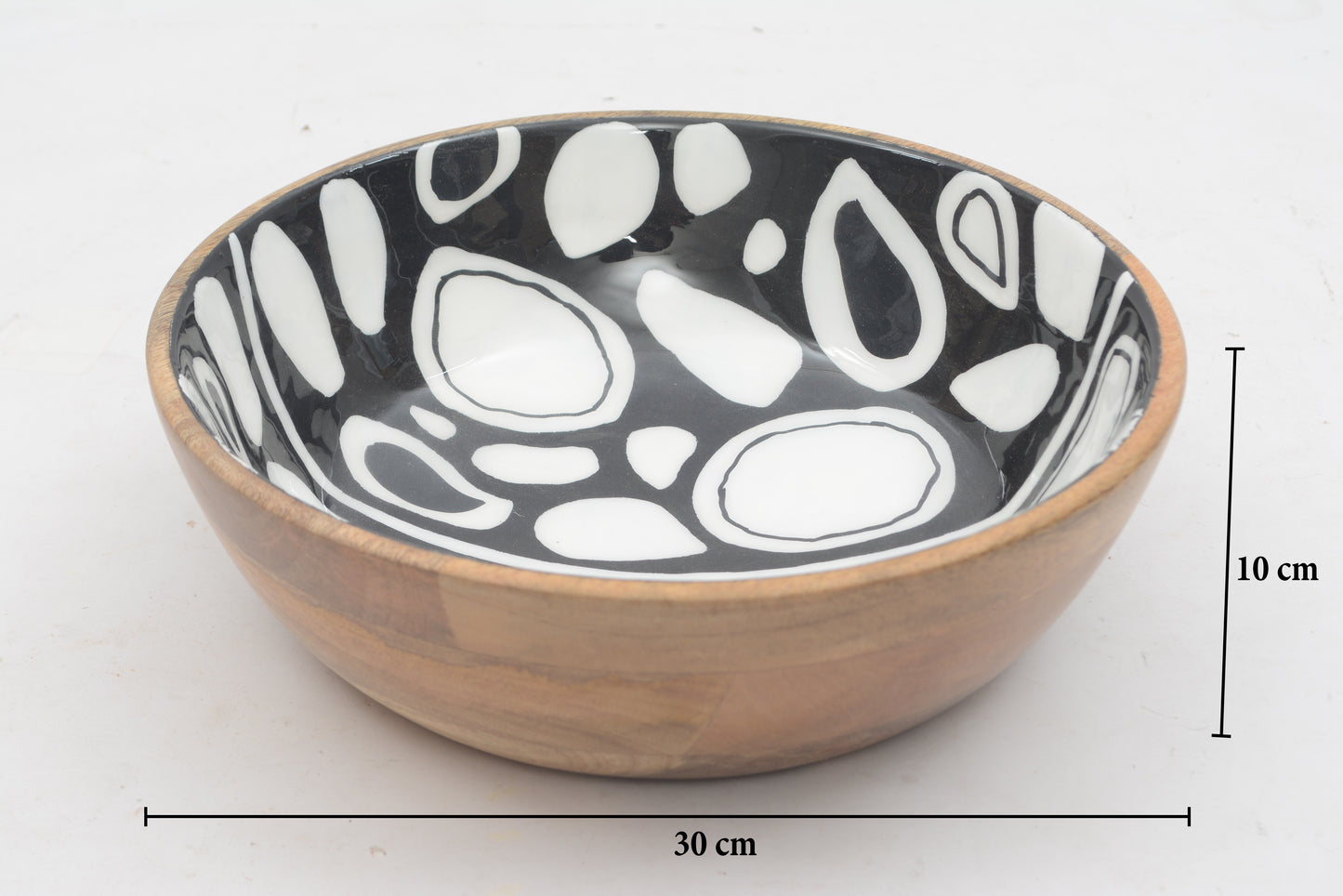 Handcrafted Large Monochrome Salad Bowl With Enamel