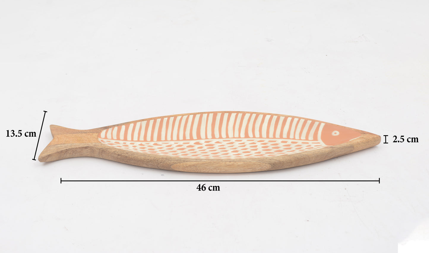 Fish Shape Large Wooden Platter with Enamel