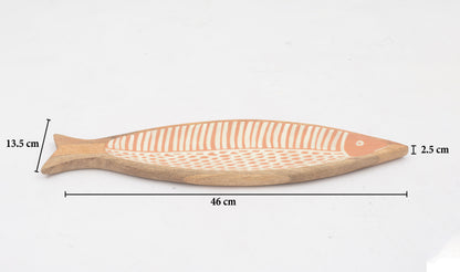 Fish Shape Large Wooden Platter with Enamel
