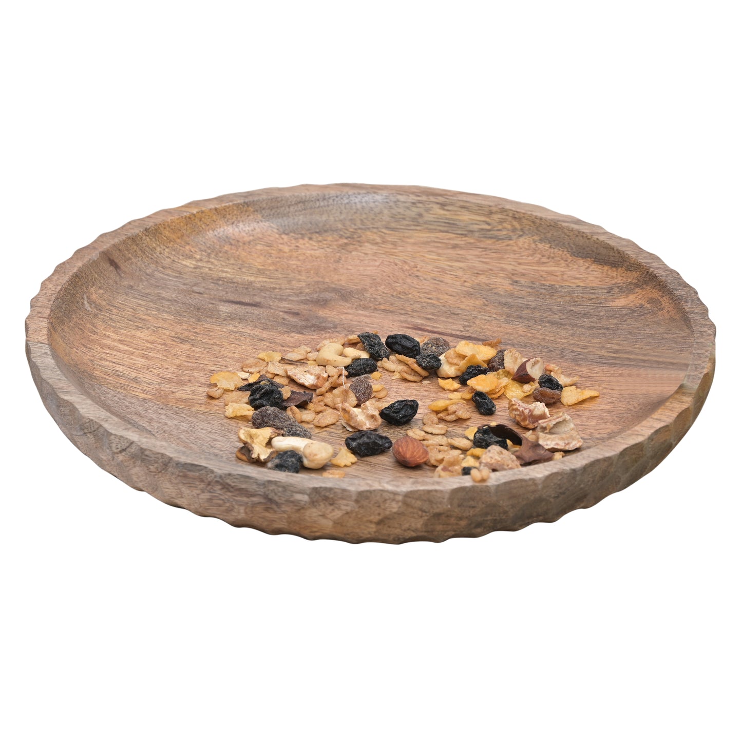 Handcrafted Edge Carved Wooden Serving Plate