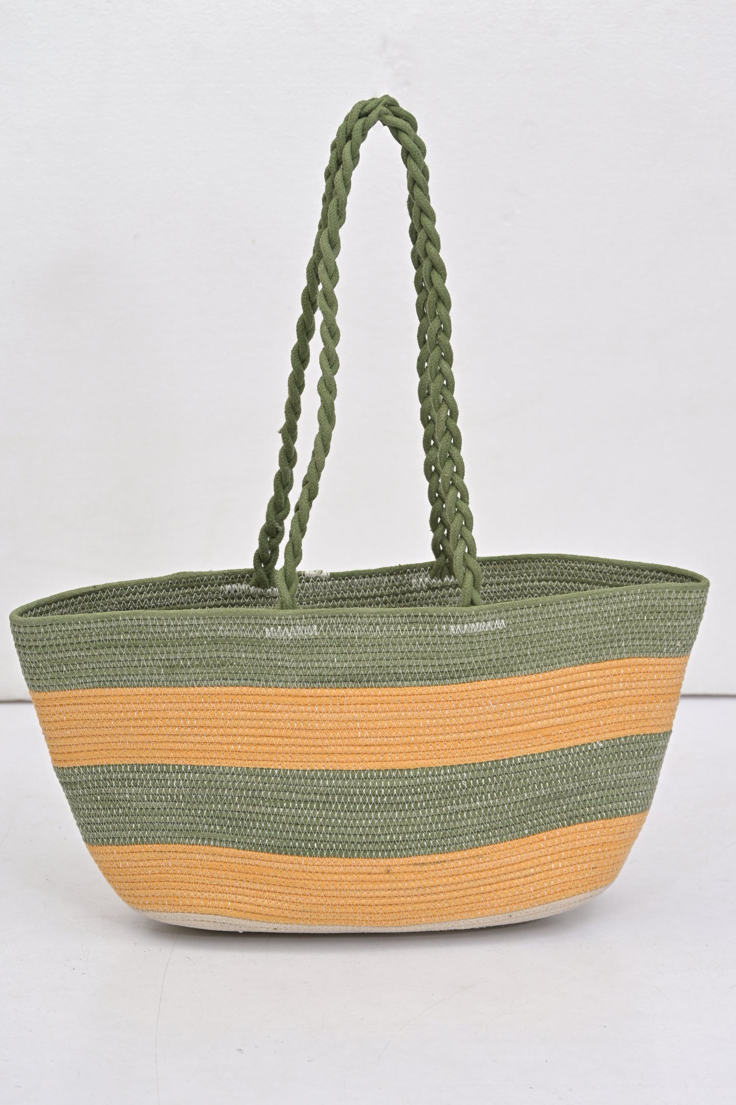 Duo Striped Shoulder Bags Set with Braided Handles (Set of 2)