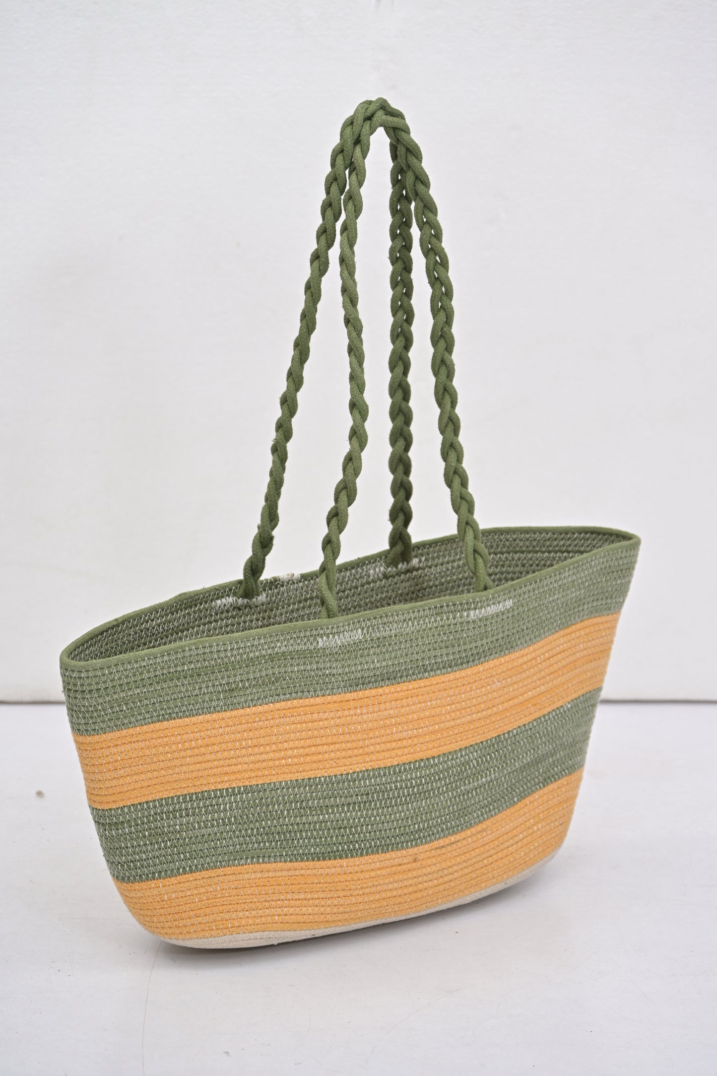Duo Striped Shoulder Bags Set with Braided Handles (Set of 2)