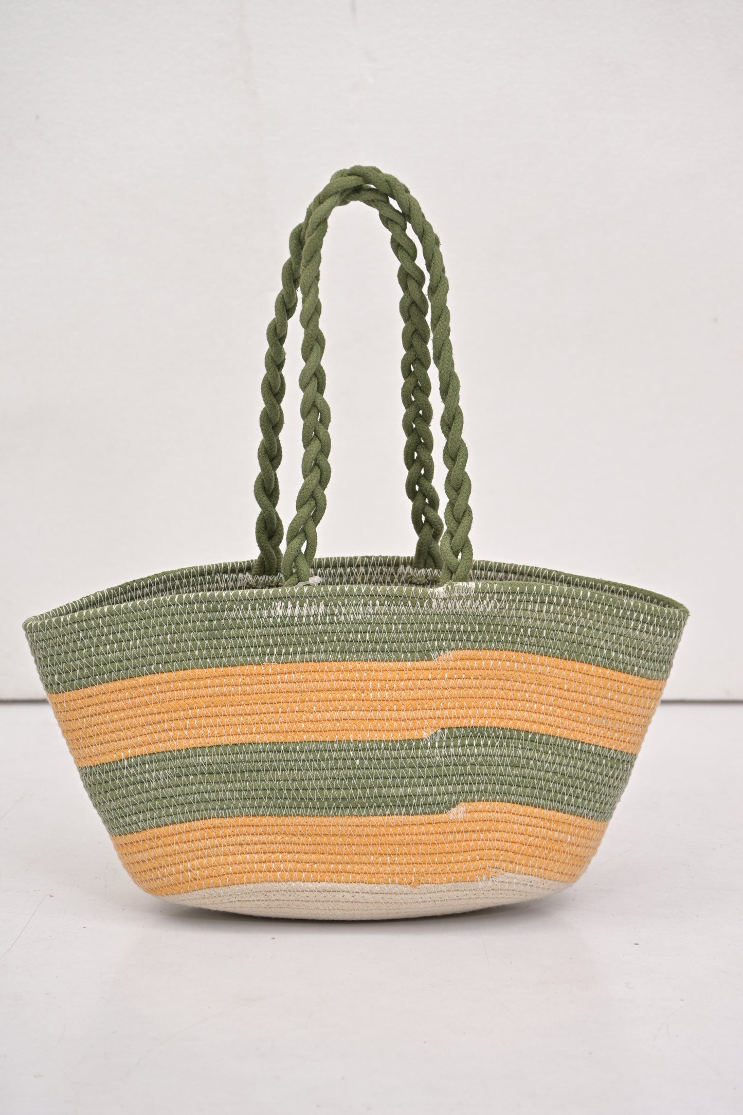 Duo Striped Shoulder Bags Set with Braided Handles (Set of 2)