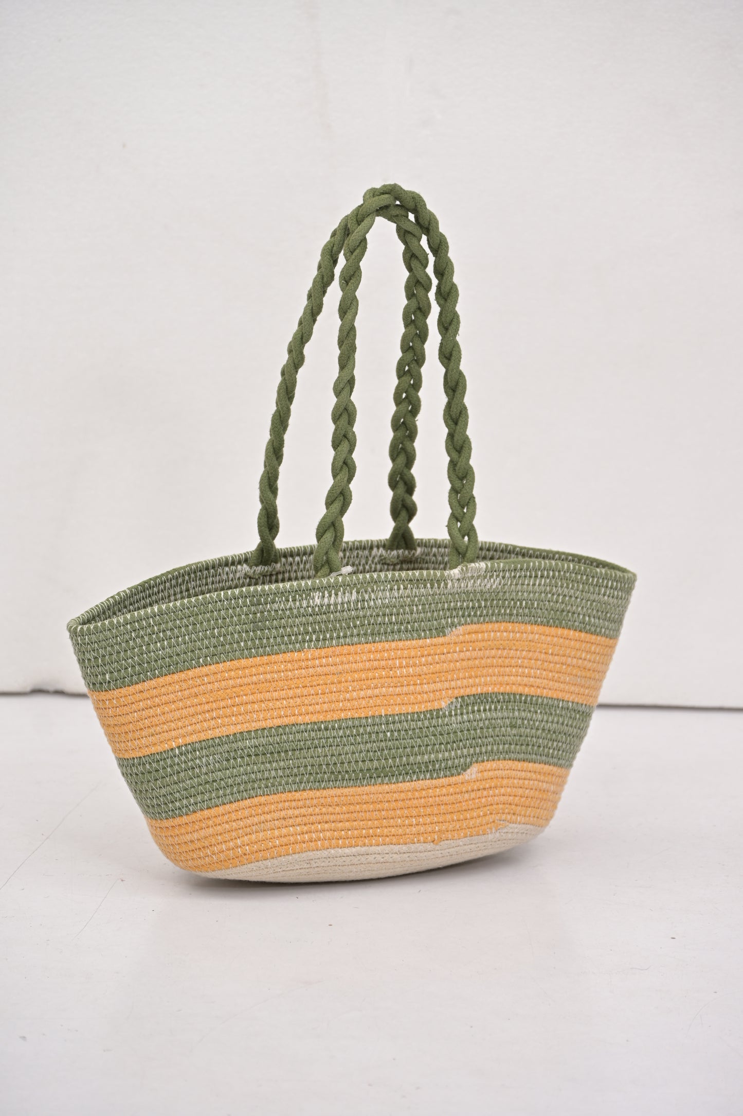 Duo Striped Shoulder Bags Set with Braided Handles (Set of 2)