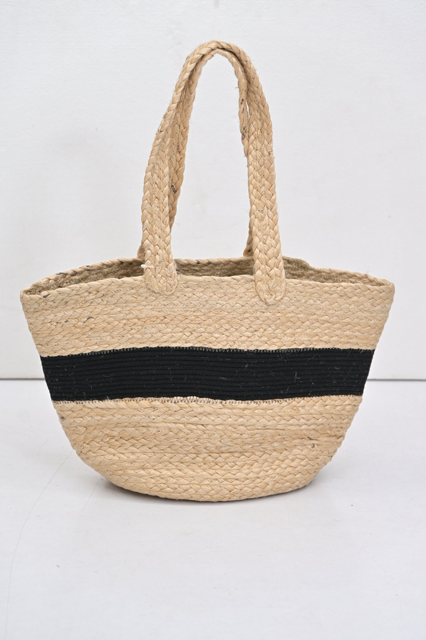 Straw Black Striped Shoulder Bag