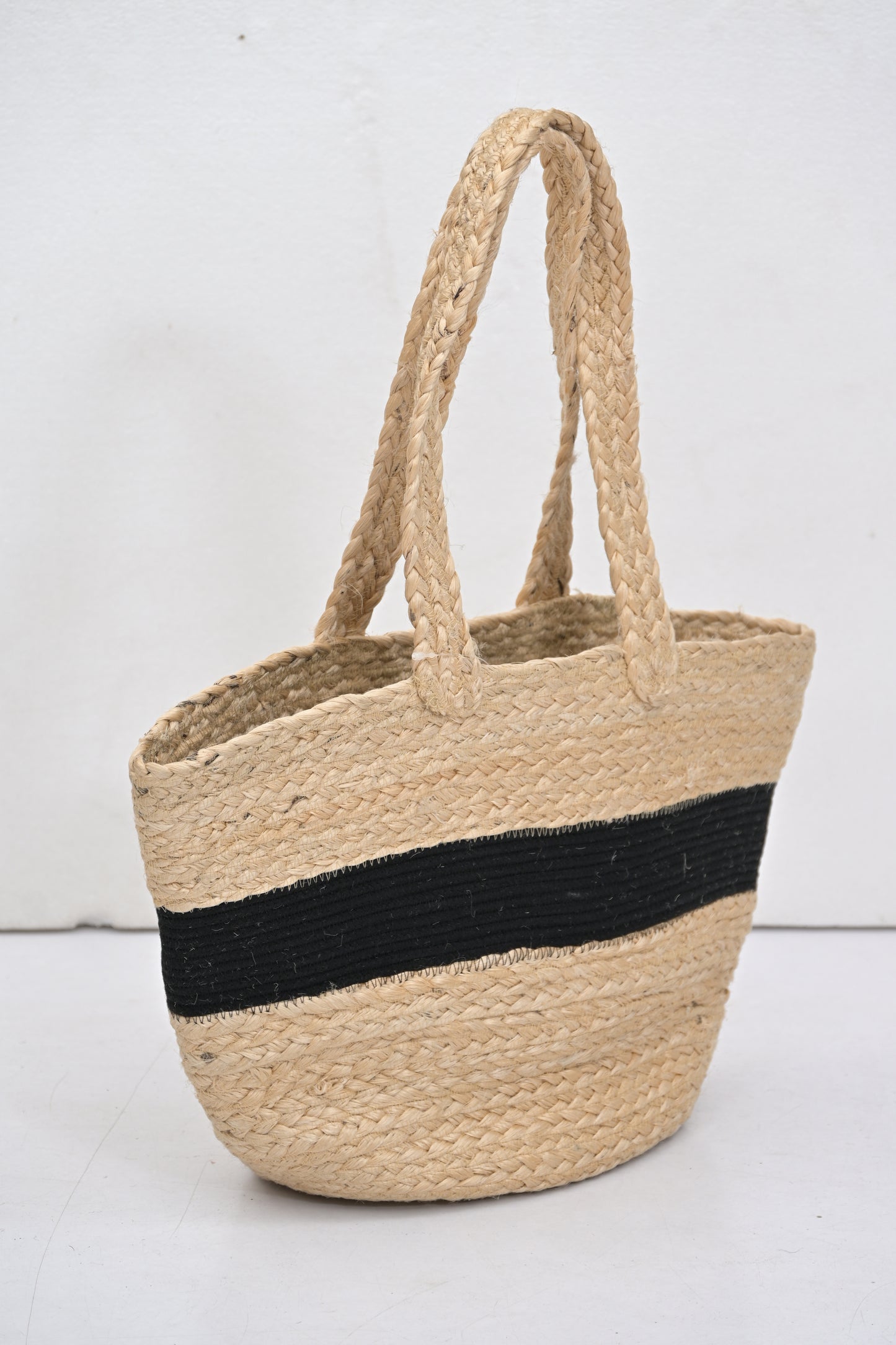 Straw Black Striped Shoulder Bag