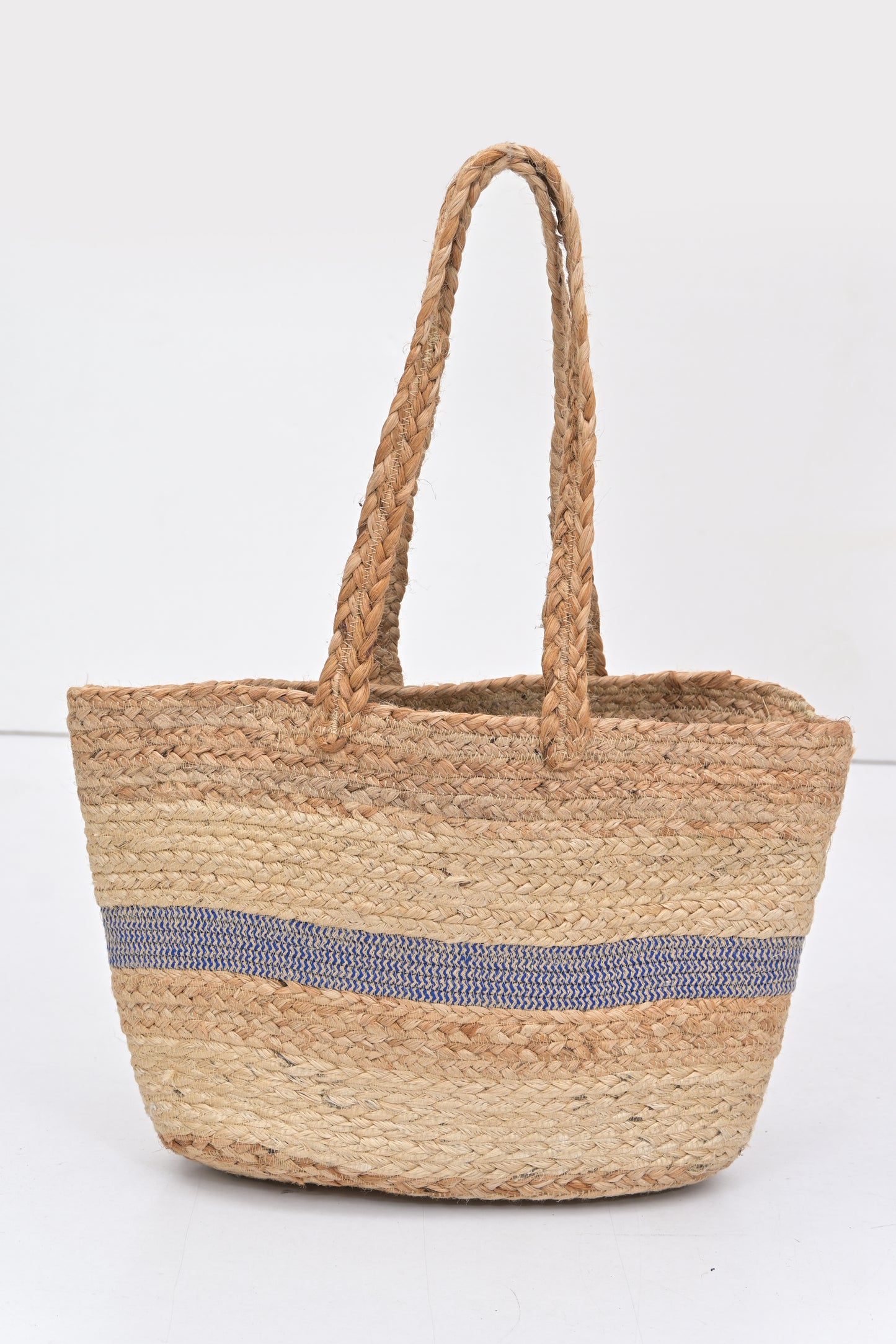 Straw Blue Striped Shoulder Bag