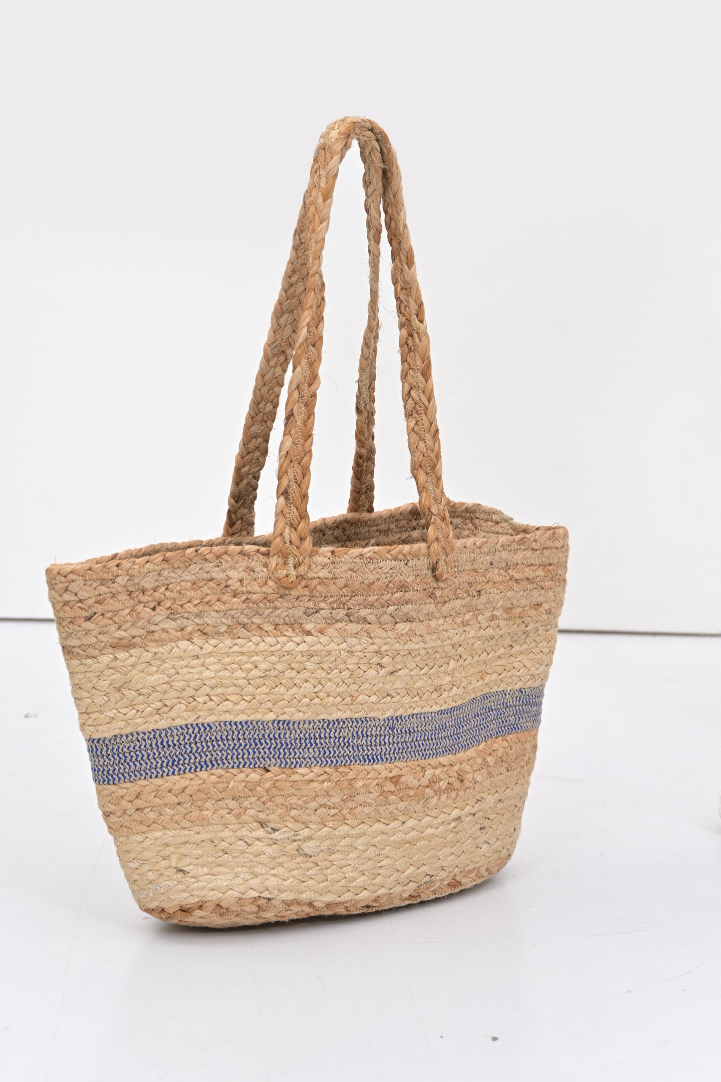Straw Blue Striped Shoulder Bag