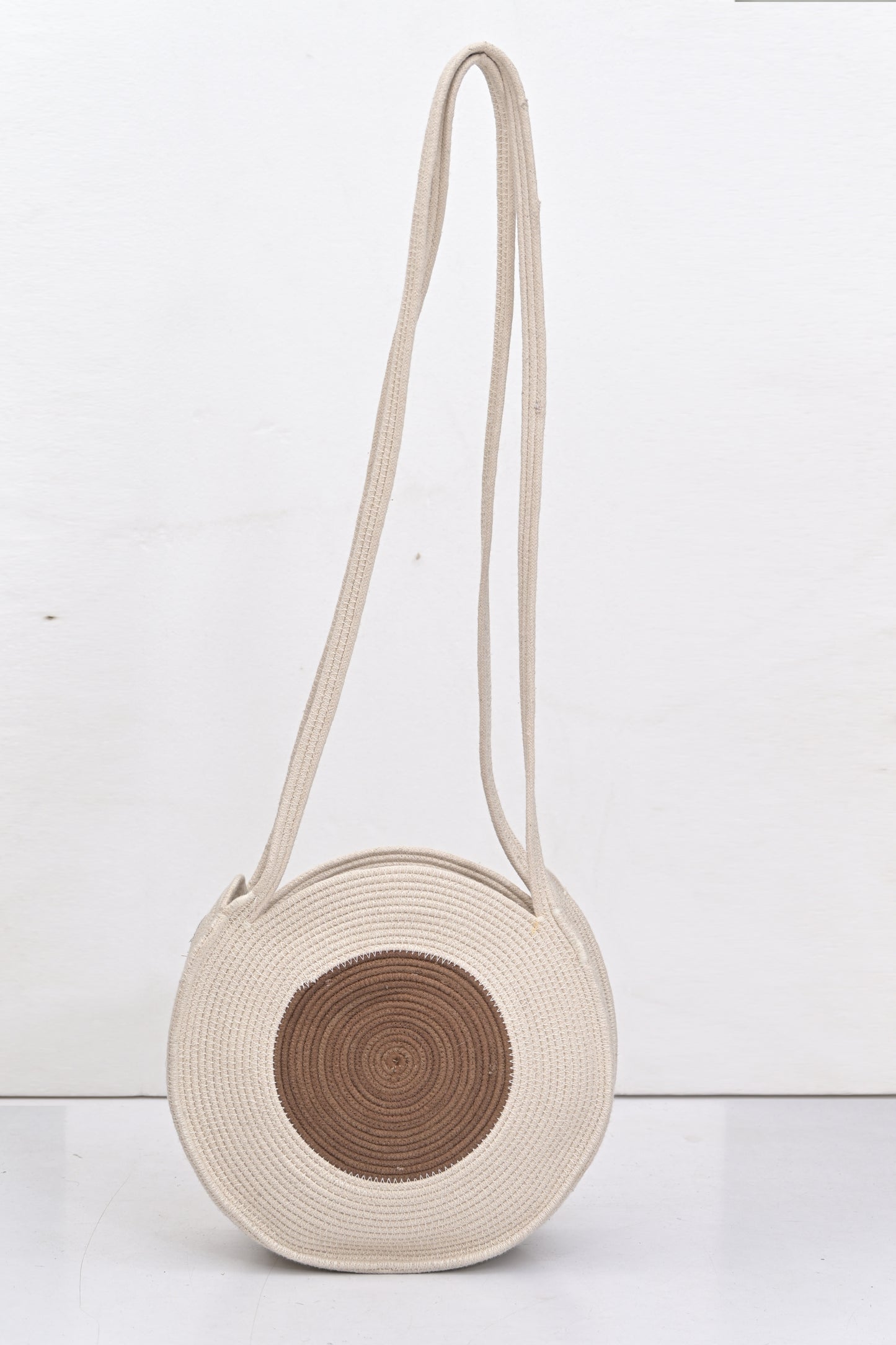 Circle Cotton Cream Crossbody Bag