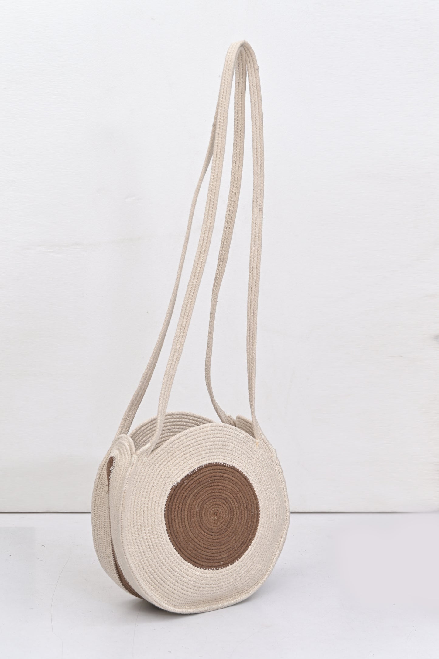 Circle Cotton Cream Crossbody Bag