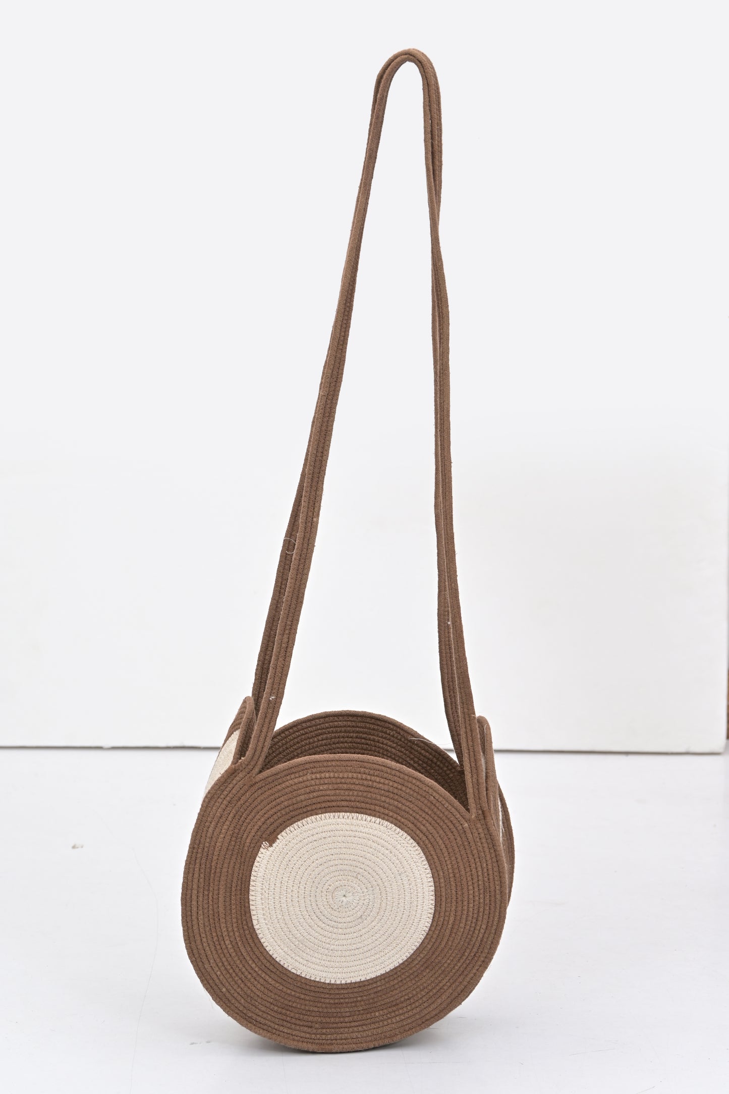 Circle Cotton Beige Crossbody Bag
