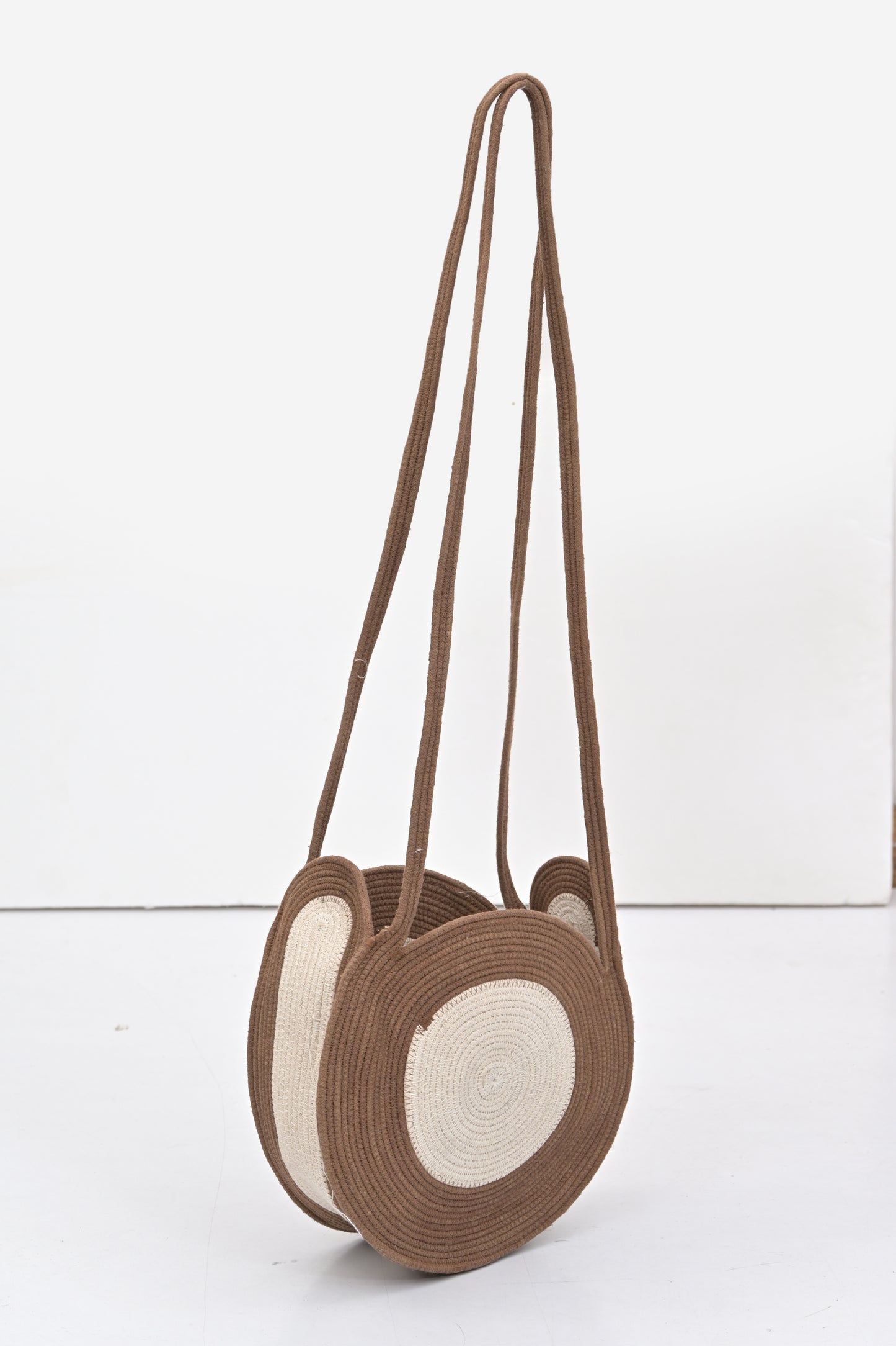 Circle Cotton Beige Crossbody Bag