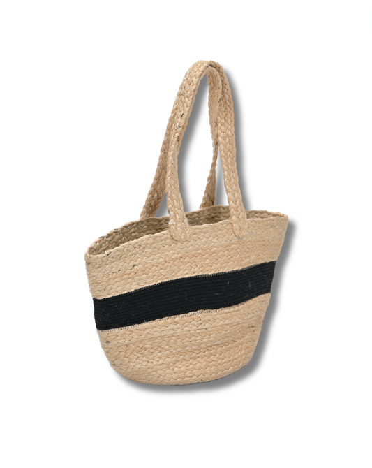Straw Black Striped Shoulder Bag