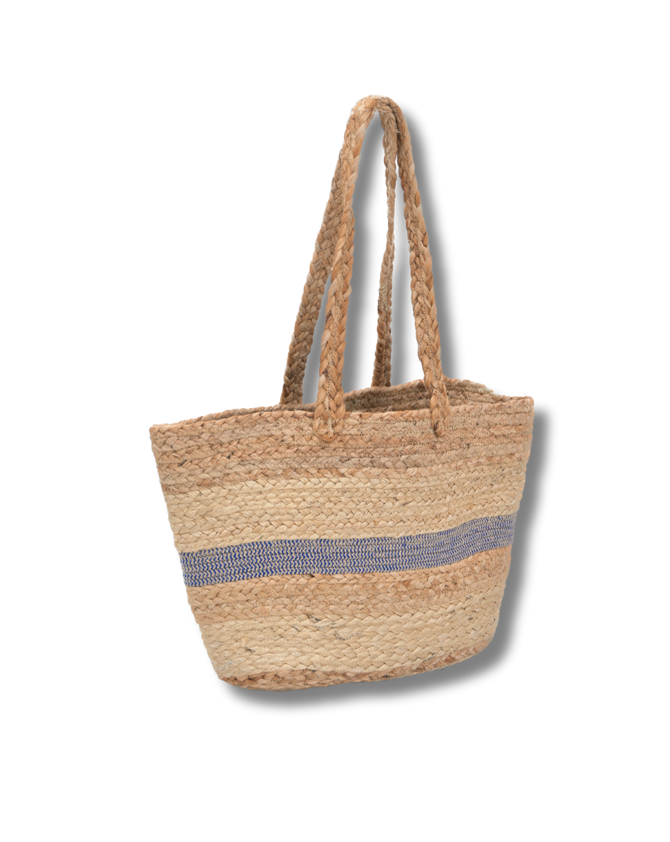 Straw Blue Striped Shoulder Bag