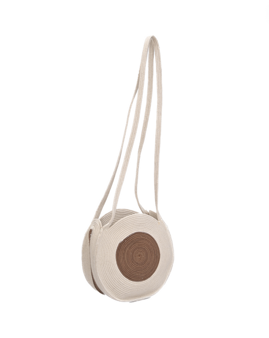 Circle Cotton Cream Crossbody Bag