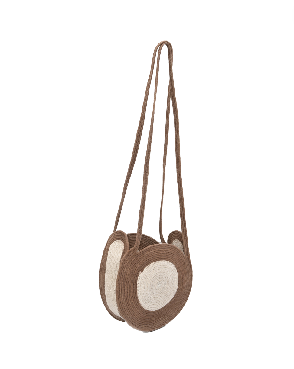 Circle Cotton Beige Crossbody Bag