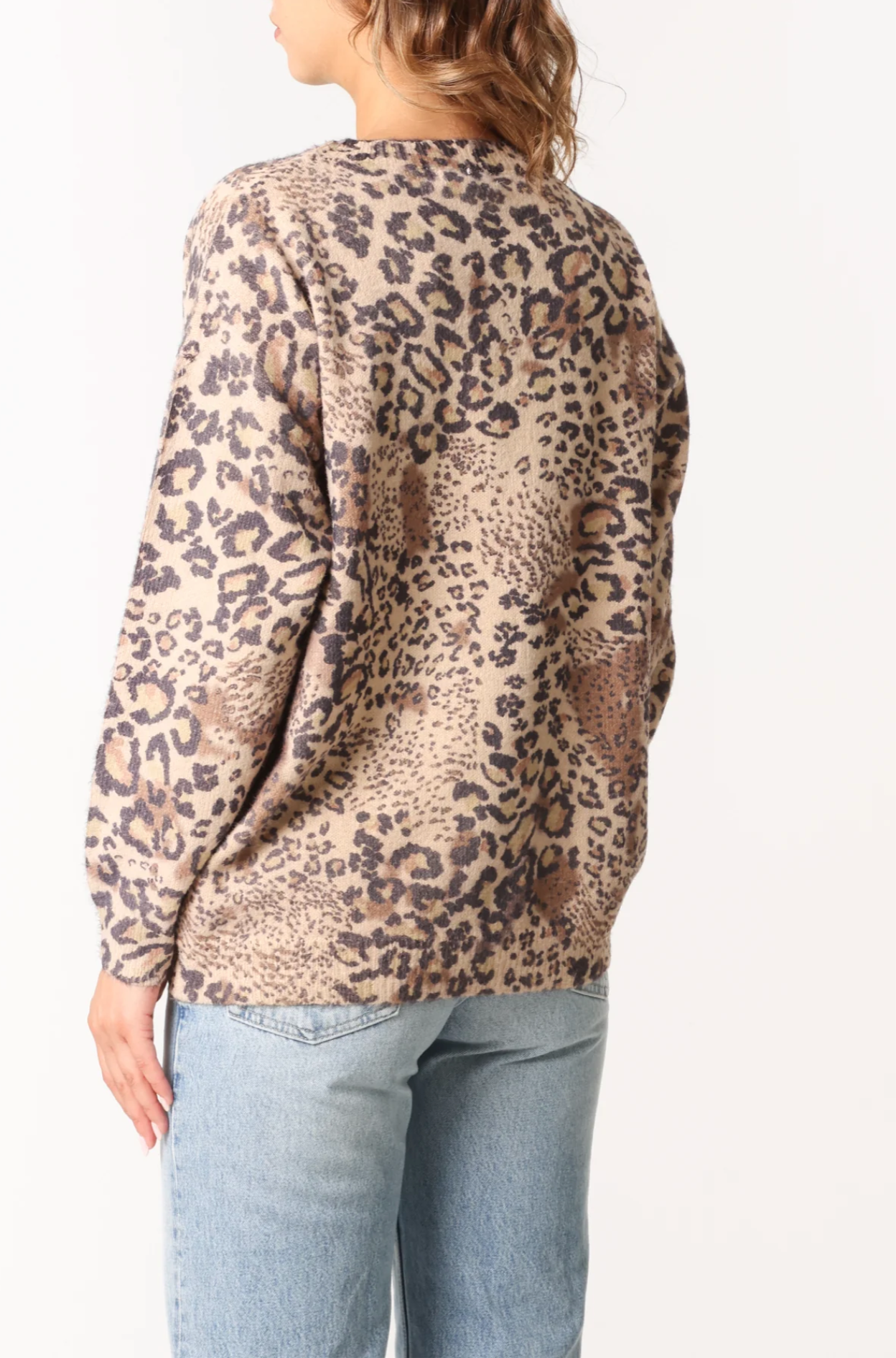 Mixed Leopard Print Knitted Jumper