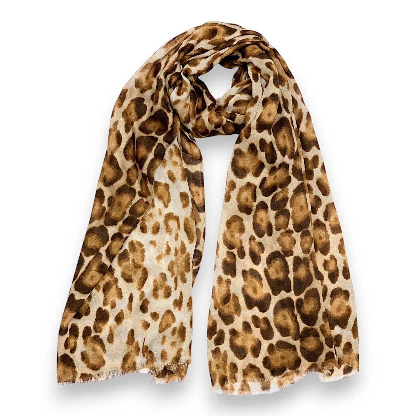 Leopard Print Ombre Scarf: Beige