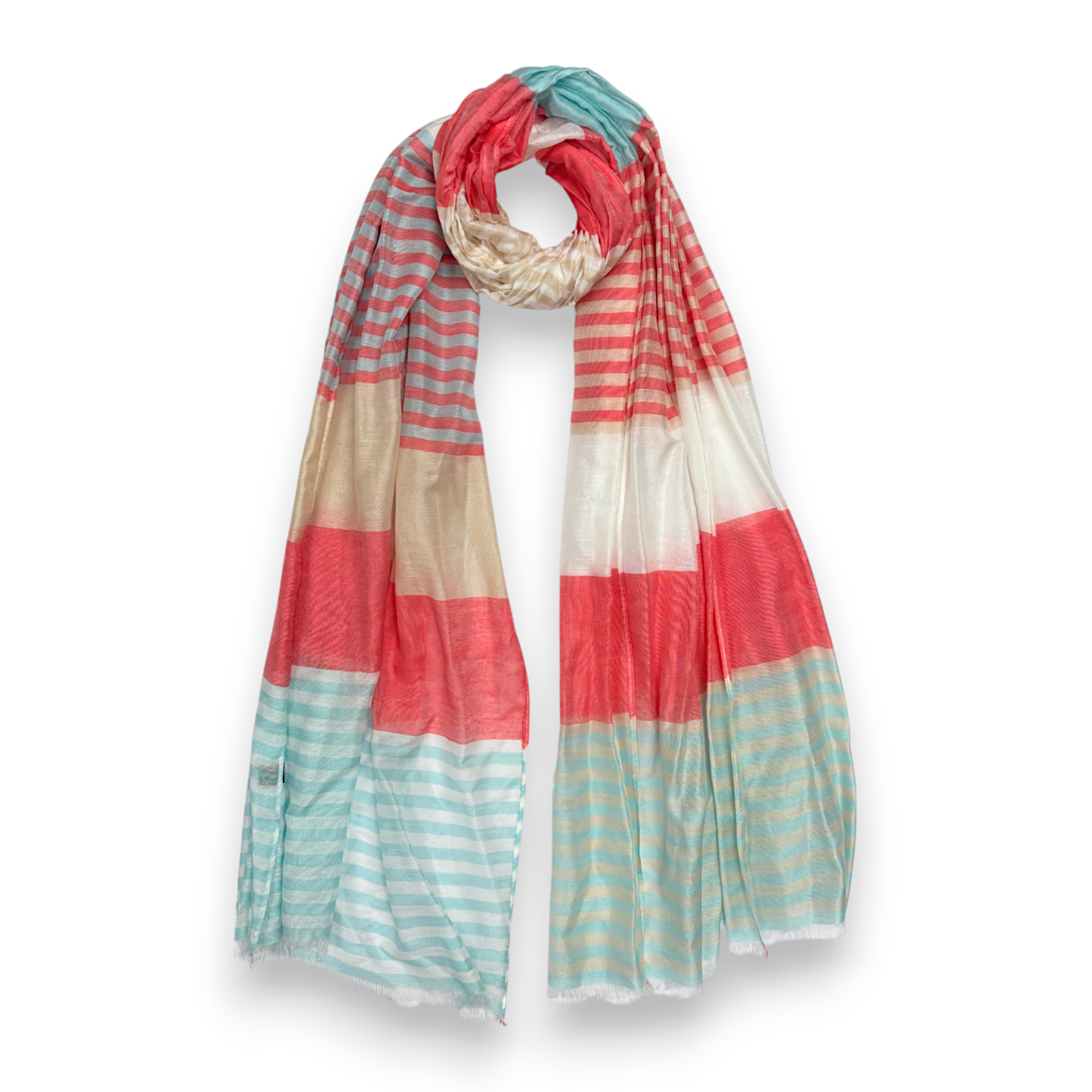 Silky Stripe Colorblock Scarf: Mocca & Mustard