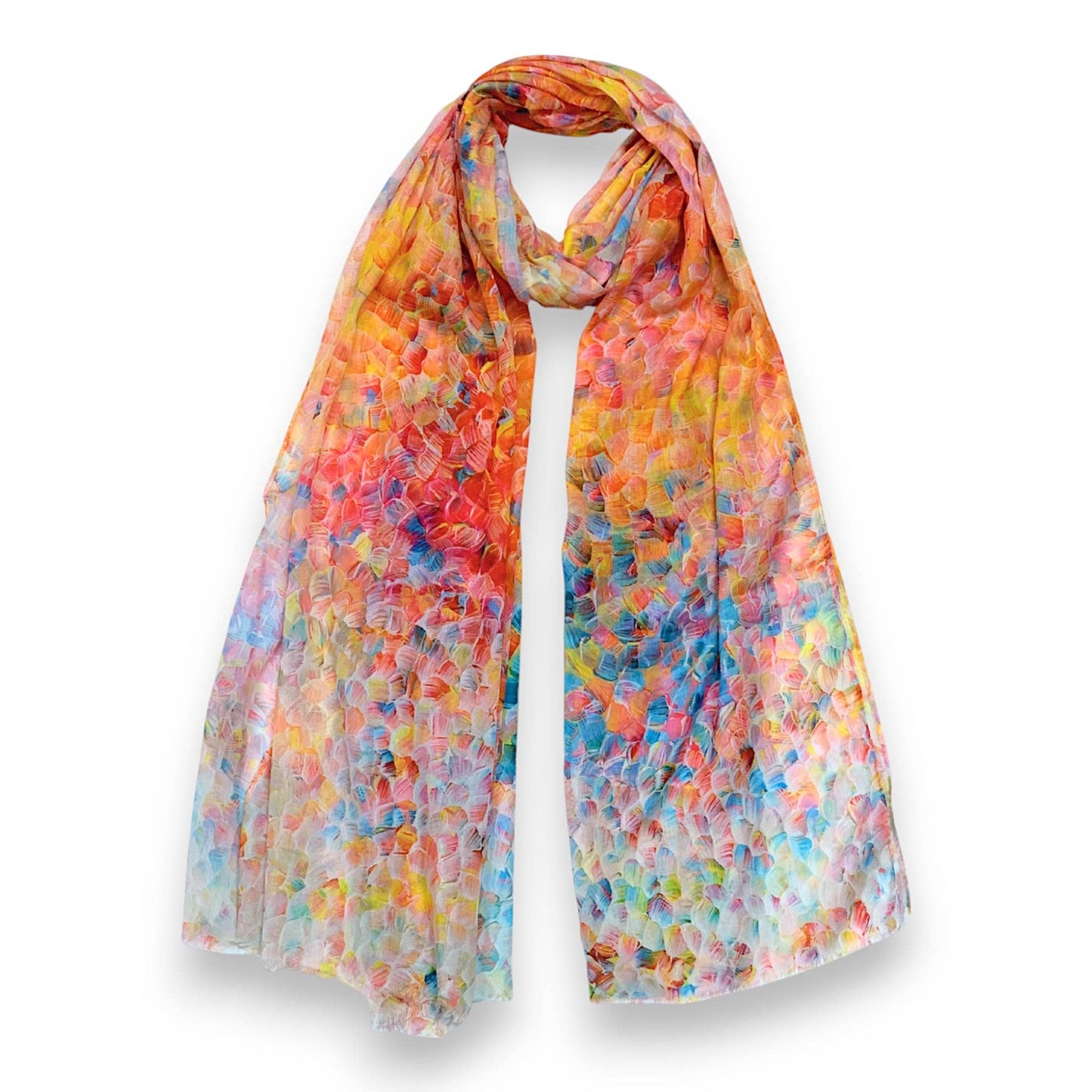 Vibrant Mosaic Print Scarf: Orange