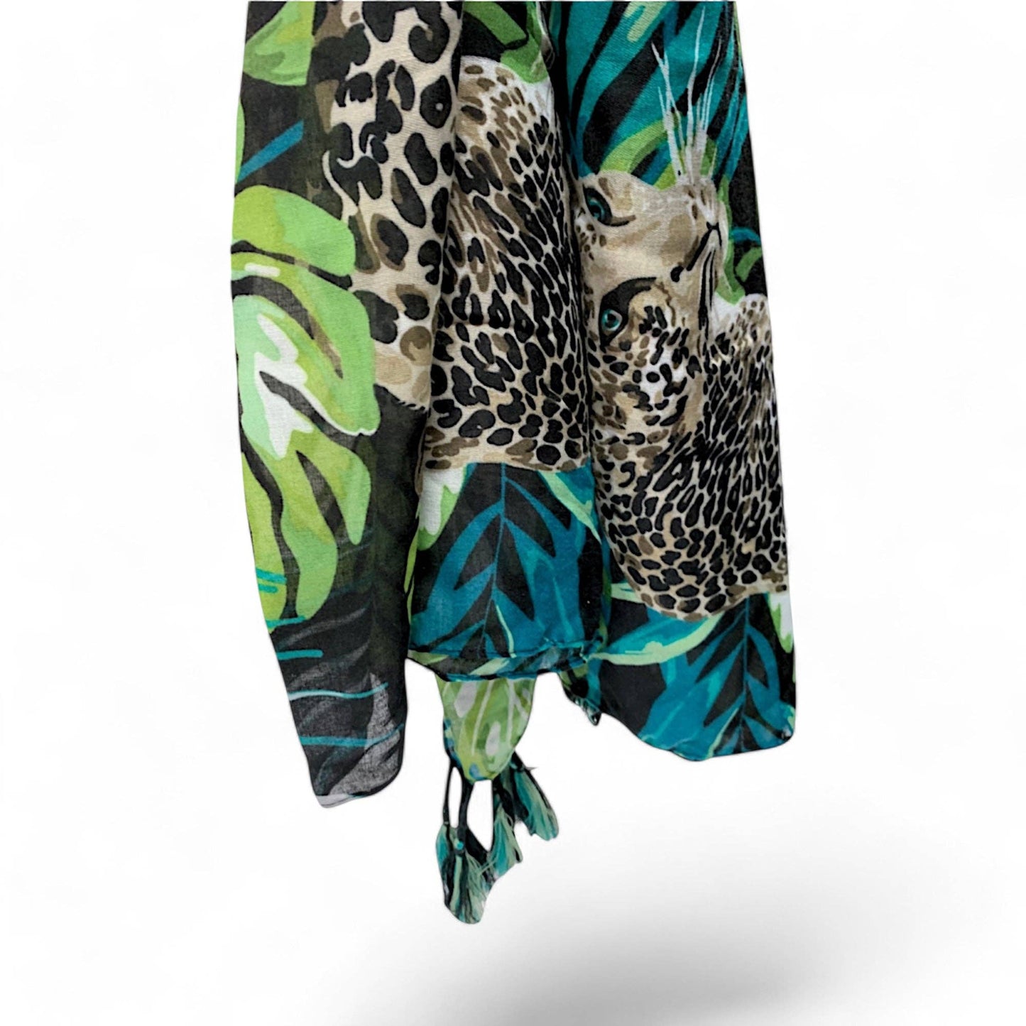 Panther Print Tassel Square Scarf: Pink