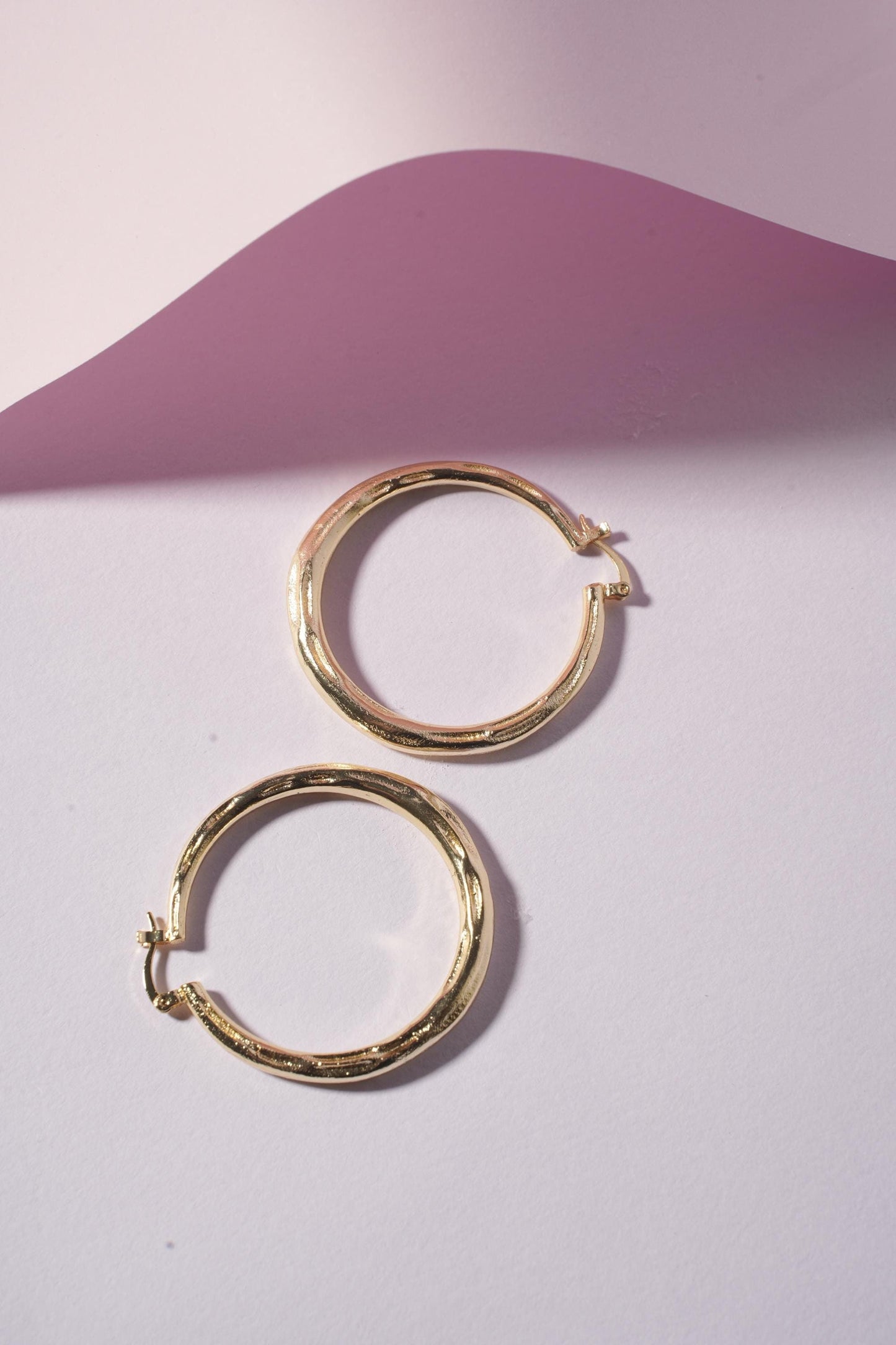 Golden Circle Hoop Earrings | Large Handcrafted Gold-Plated Hoops | Statement Jewellery
